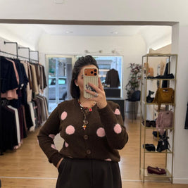 Cardigan Pois Marrone