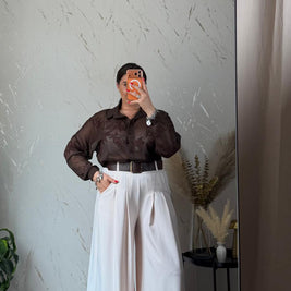Camicia Fiorella Marrone