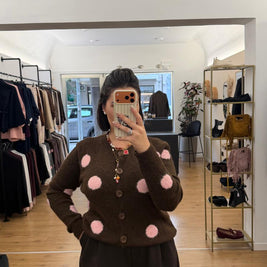 Cardigan Pois Marrone